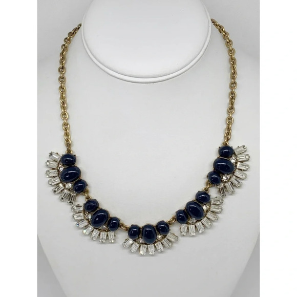 J. Crew Navy Cabachon & Crystal Necklace - Picture 1 of 3